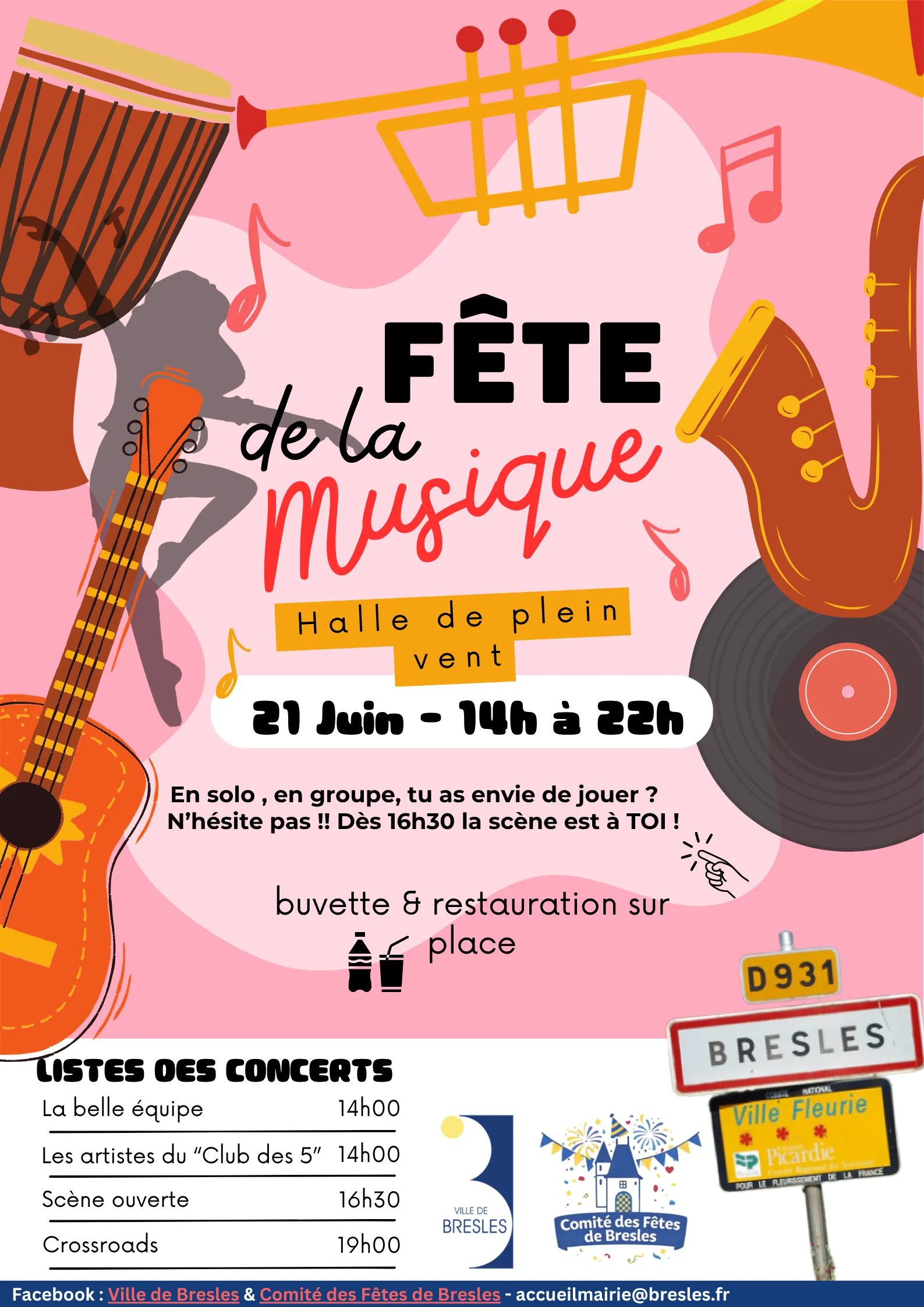 Lire la suite de l'actualité 🎶 Fête de la Musique à Bresles : la scène est à vous ! 🎶