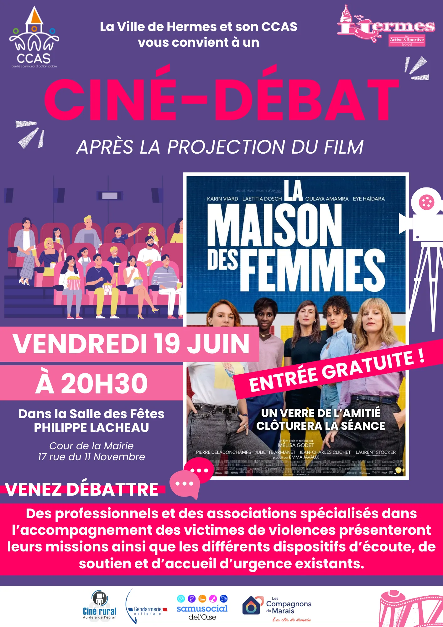 Lire la suite de l'actualité 🎬🗣️ CINÉ-DÉBAT À HERMES : ENSEMBLE CONTRE LES VIOLENCES FAITES AUX FEMMES