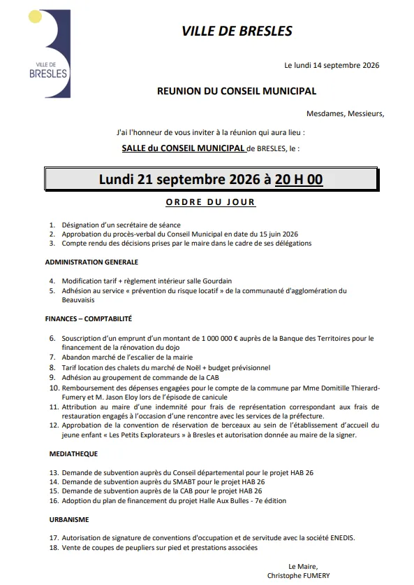 Lire la suite de l'actualité 🏛️ Réunion du Conseil municipal