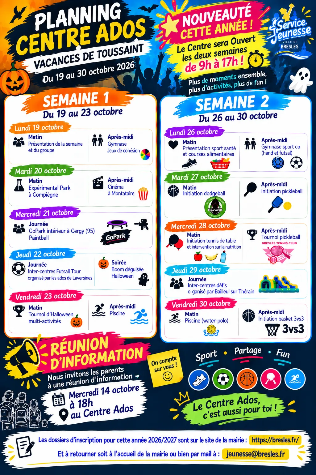 Lire la suite de l'actualité 🎃 Vacances de la Toussaint : le Centre Ados fait le plein d’activités !